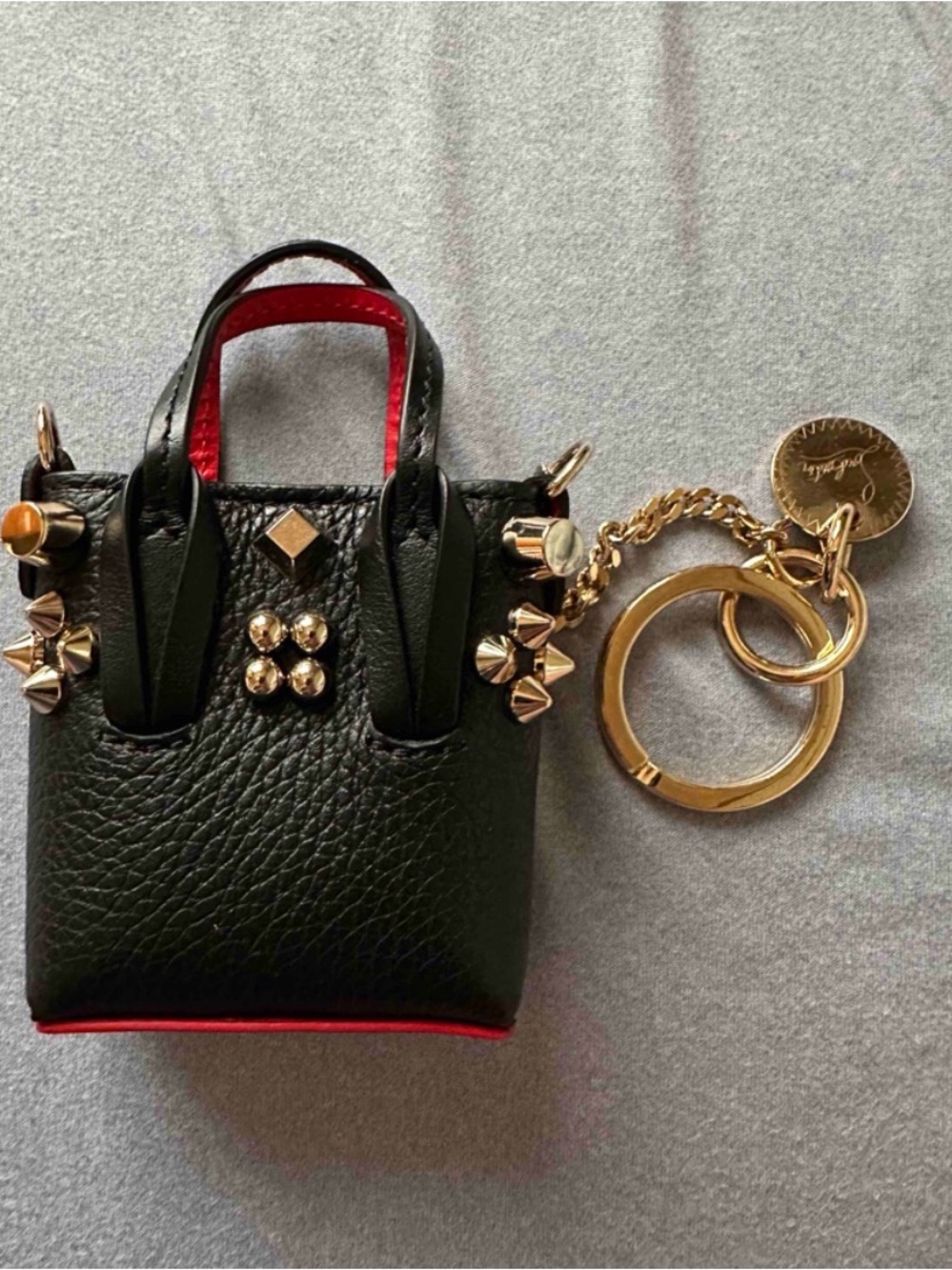 CHRISTIAN LOUBOUTIN CABATA MICRO SPIKE LEATHER, AIRPODS BAG - Picture 8 of 8